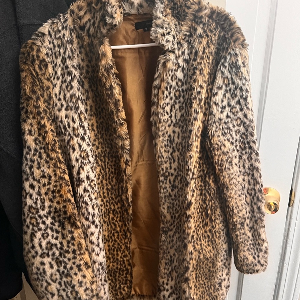 Leopard Print Faux Fur Coat